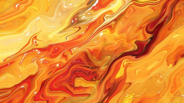 A vibrant painting capturing the intense heat and beauty of a flame. The artwork displays a stunning pattern of amber, orange, and peach colors, reminiscent of a geological phenomenon AIG50