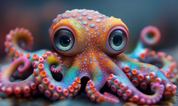 Close-Up of Octopus With Big Eyes. Selective focus.