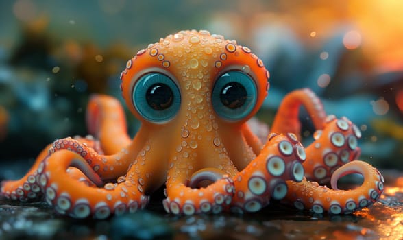 Close-Up of Octopus With Big Eyes. Selective focus.