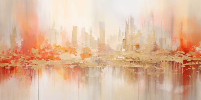 The abstract picture of the gold, red and grey colour that has been painted or splashed on the white blank background wallpaper to form the random shape that cannot be describe yet beautiful. AIGX01.