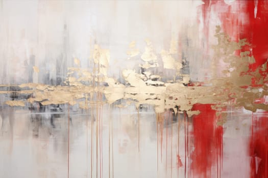 The abstract picture of the gold, red and grey colour that has been painted or splashed on the white blank background wallpaper to form the random shape that cannot be describe yet beautiful. AIGX01.