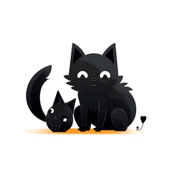 Vector illustration of two cats in black silhouette against a clean white background, capturing graceful forms.