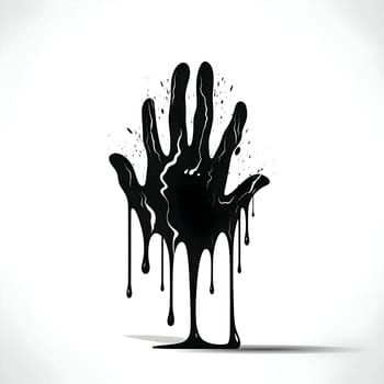 Vector illustration of a bloody hand in black silhouette against a clean white background, capturing graceful forms.