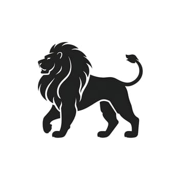 Vector illustration of a lion in black silhouette against a clean white background, capturing graceful forms.