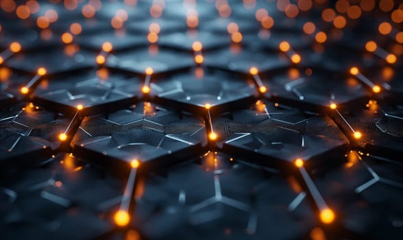 Abstract Network of Hexagonal Lights. Selective focus.