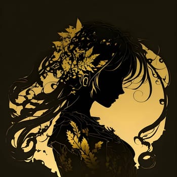 Vector illustration of a young girl in black silhouette against a clean light background, capturing graceful forms.