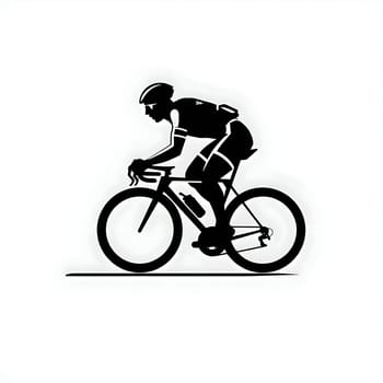Vector illustration of a cyclist in black silhouette against a clean white background, capturing graceful forms.