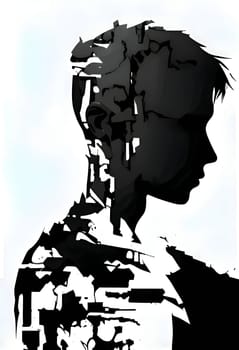 Vector illustration of a person in black silhouette against a clean white background, capturing graceful forms.