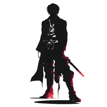 Vector illustration of a man with a sword in black silhouette against a clean white background, capturing graceful forms.