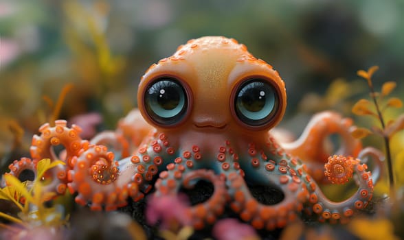 Close-Up of Octopus With Big Eyes. Selective focus.