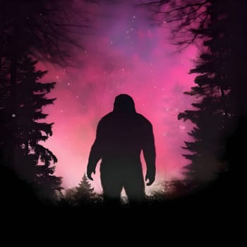 Vector illustration of a beast in black silhouette against a clean pink and black background, capturing graceful forms.