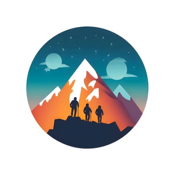 Vector illustration of mountain climbers in black silhouette against a clean white background, capturing graceful forms.