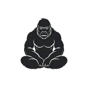 Vector illustration of a gorilla in black silhouette against a clean white background, capturing graceful forms.