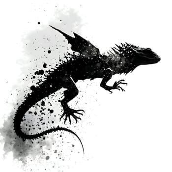 Vector illustration of a lizard in black silhouette against a clean white background, capturing graceful forms.