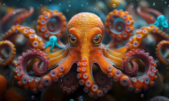 Close-Up of Octopus With Big Eyes. Selective focus.