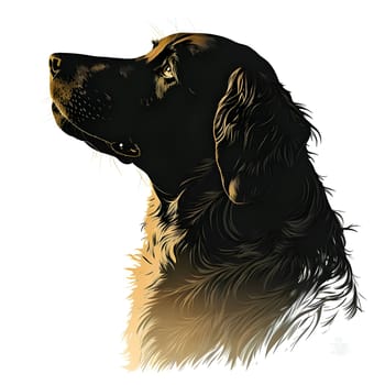 Vector illustration of a black and golden retriever in black silhouette against a clean white background, capturing graceful forms.