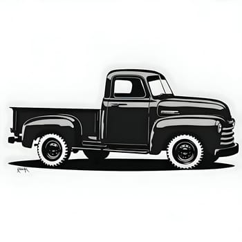 Vector illustration of a truck in black silhouette against a clean white background, capturing graceful forms.
