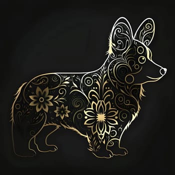 Vector illustration of a dog in golden silhouette against a clean white background, capturing graceful forms.