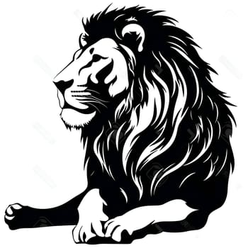 Vector illustration of a lion in black silhouette against a clean white background, capturing graceful forms.