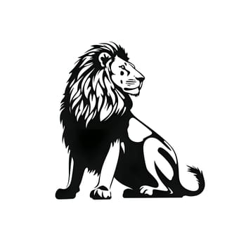 Vector illustration of a lion in black silhouette against a clean white background, capturing graceful forms.