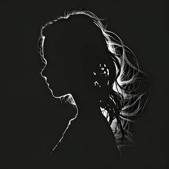 Vector illustration of a girl in black silhouette against a clean dark background, capturing graceful forms.