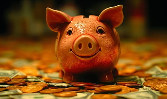 Piggy bank for money on an abstract background. Selective focus.