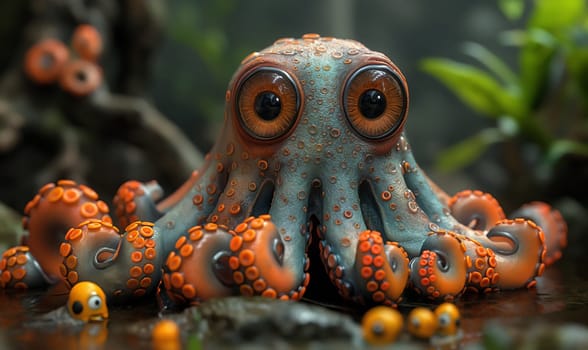 Close-Up of Octopus With Big Eyes. Selective focus.