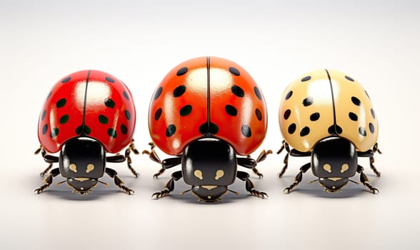 Ladybugs on a white background. Selective focus.