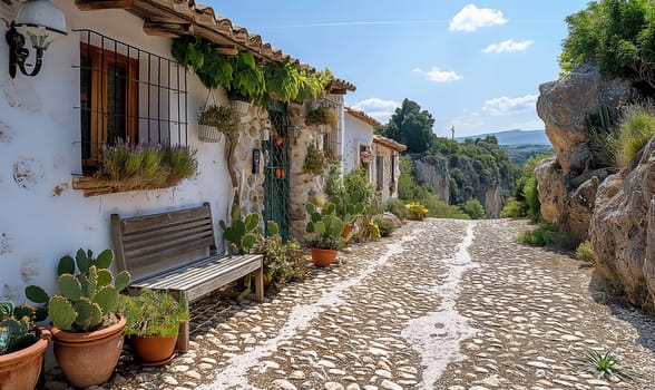 Charming Alley in Mediterranean Village. Selective focus.