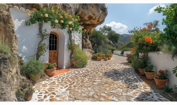 Charming Alley in Mediterranean Village. Selective focus.