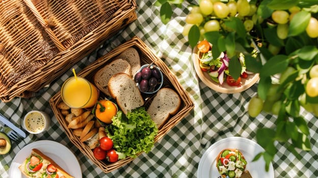 Various types of food are displayed on the table, including a selection of dishes, leaf vegetables, vegetables, and garnishes, showcasing a diverse range of cuisines and ingredients AIG50