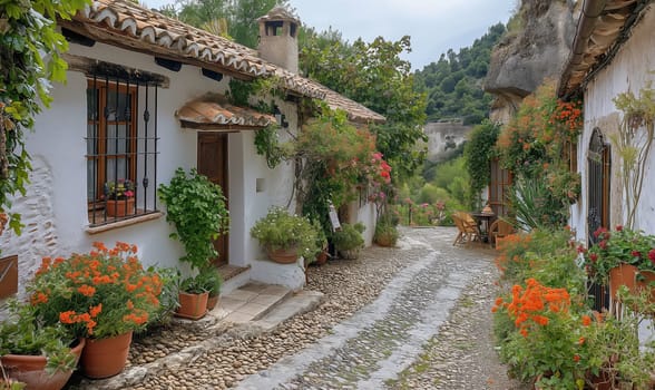 Charming Alley in Mediterranean Village. Selective focus.