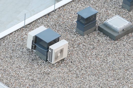 many air conditioner outside of a buildings ,