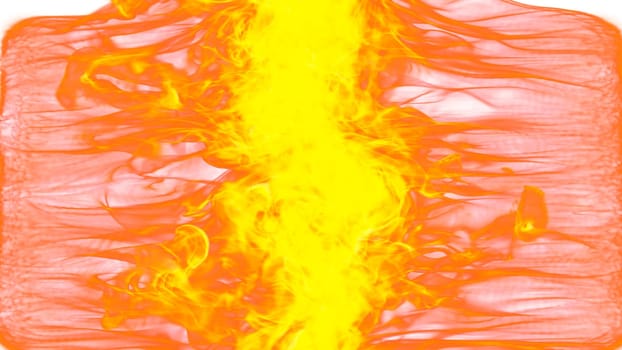 3d illustration. Tongues of flame collide from opposite sides on a white background
