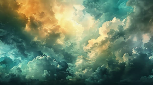 The sky was filled with ominous cumulus clouds, creating a stormy atmosphere. The landscape looked dark as the clouds blocked the sun, hinting at the imminent downpour AIG50