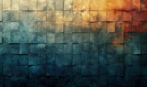 Abstract Colorful Cubes Mural. Selective soft focus.