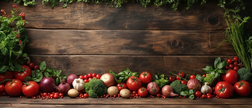 Assorted Vegetables on Wooden Table. Selective focus.