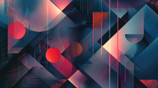 A dark blue background with red and pink neon shapes. AIG51A.
