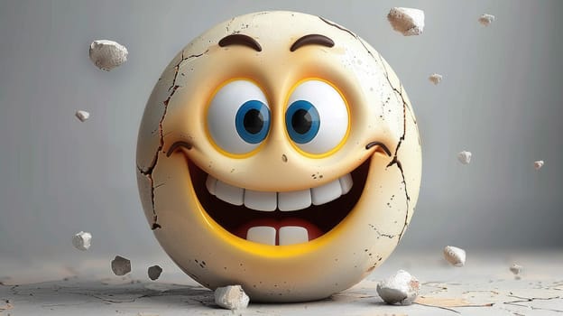 A photo of a happy cartoon face made of stone AIG51A.