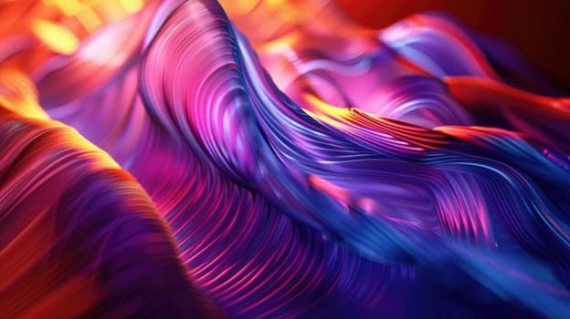 Colorful abstract 3D rendering of a wavy surface with a glossy texture. AIG51A.