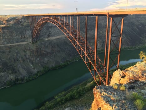 Perrine Bridge at Sunset in Twin Falls, Idaho, Crossing the Snake River. High quality photo