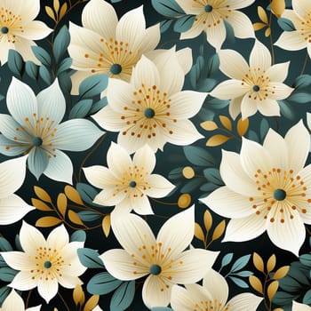 Seamless pattern tile background flowers and floral leaves plants. High quality photo