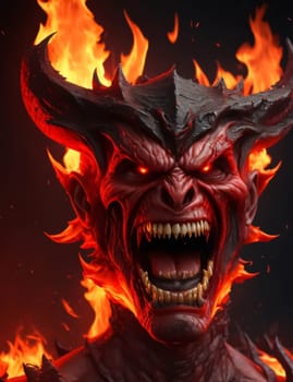 Devil, satan, demon, evil, lucifer, monster in hell and rage, super furious, super scary villain character for digital content creation
