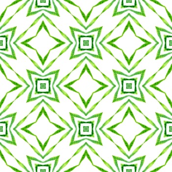 Medallion seamless pattern. Green comely boho chic summer design. Watercolor medallion seamless border. Textile ready gorgeous print, swimwear fabric, wallpaper, wrapping.