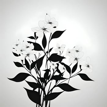 Vector illustration of a flowers in black silhouette against a clean white background, capturing graceful forms.