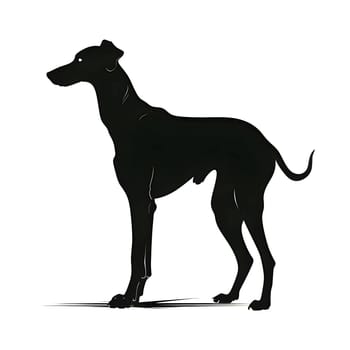 Vector illustration of a dog in black silhouette against a clean white background, capturing graceful forms.