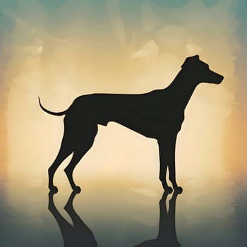 Vector illustration of a dog in black silhouette against a clean light background, capturing graceful forms.