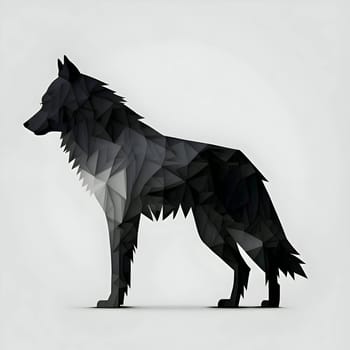 Vector illustration of a wolf in black silhouette against a clean white background, capturing graceful forms.