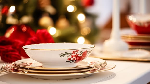 Dishware and crockery set for winter holiday family dinner, Christmas homeware decor for holidays in the English country house, gift set and home styling inspiration