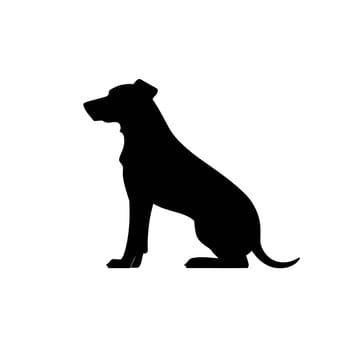 Vector illustration of a dog in black silhouette against a clean white background, capturing graceful forms.